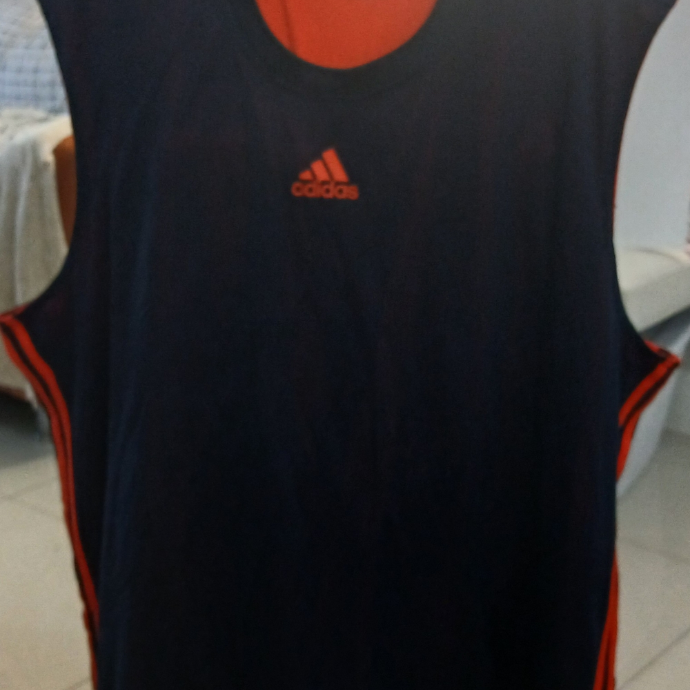 Adidas Navy and Orange Tank Top